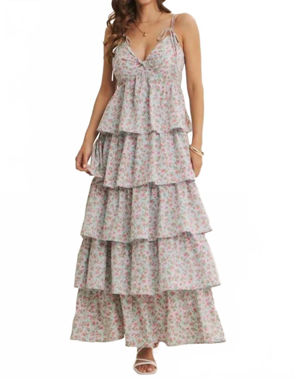 NEW IN FEBRUARY morning meadow twisted front smocked maxi dress in beige